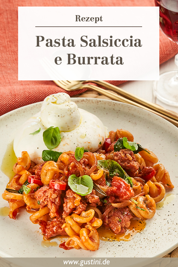 Pasta Salsiccia Burrata - Infografik für Pinterest