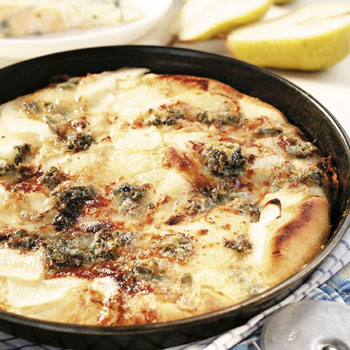 pizza pere e gorgonzola Pizza mit Birne und Gorgonzola