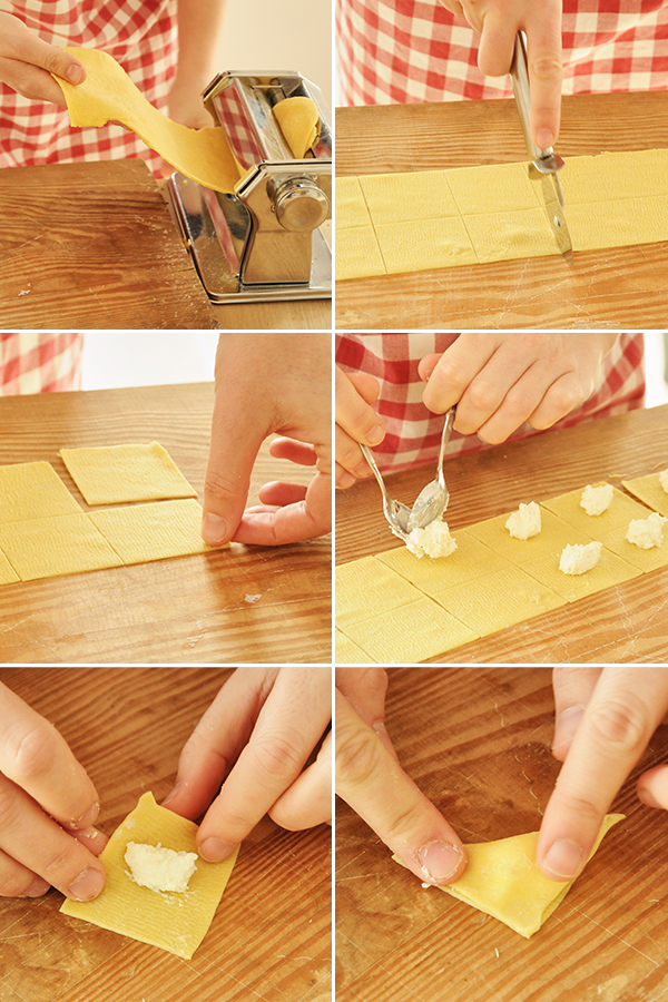 Tortellini selber machen -Schritte als Fotocollage
