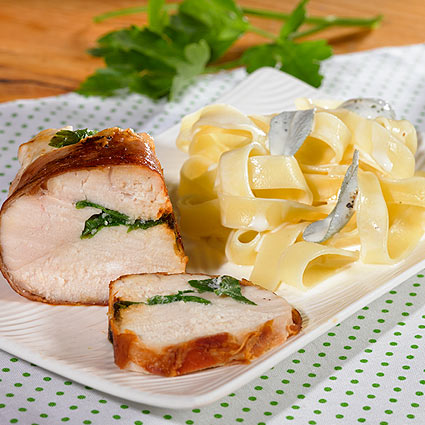 Hühnchenbrust in Parmaschinken mit frischen Kräutern