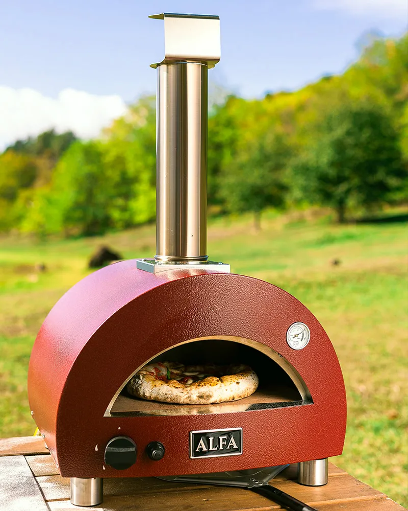 Alfa Forni Moderno Portable - mobiler Pizzaofen mit Gas – aufgestellt zur Veranschaulichung der Funktion