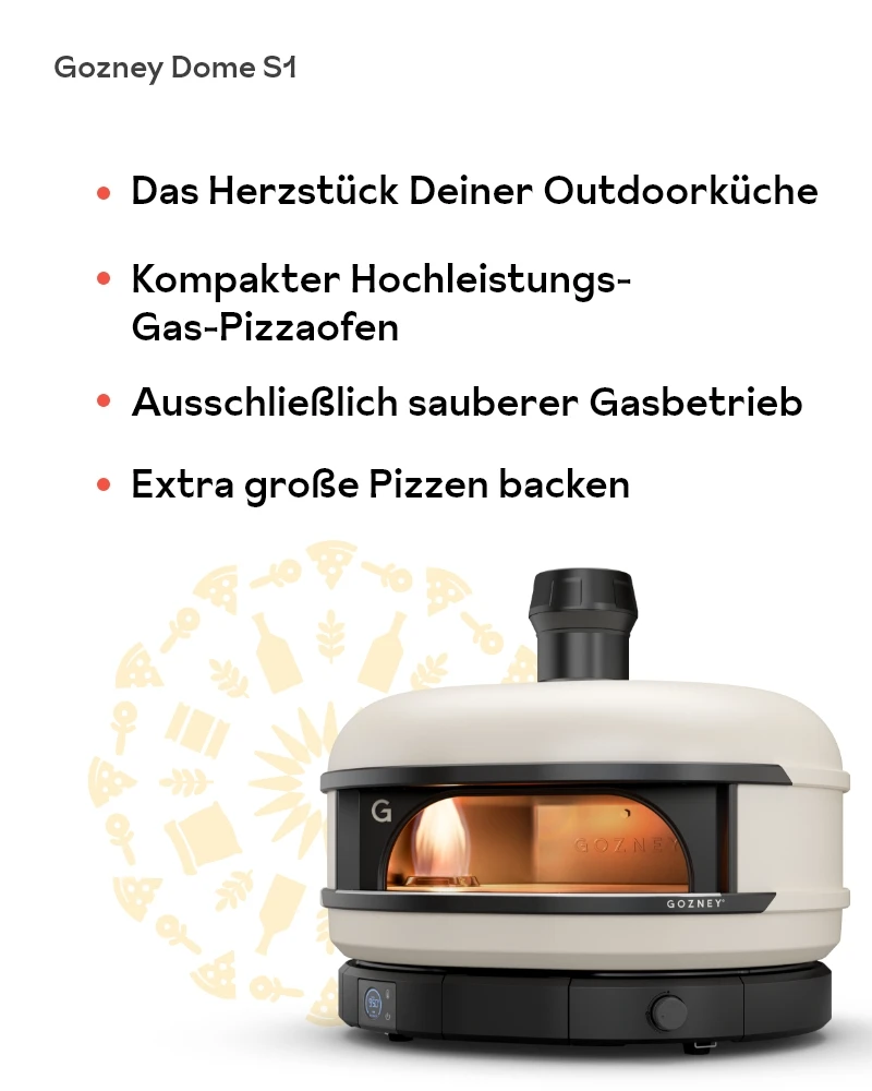 Gozney Dome S1 – Gas Pizzaofen – mit passenden Accessoires arrangiert