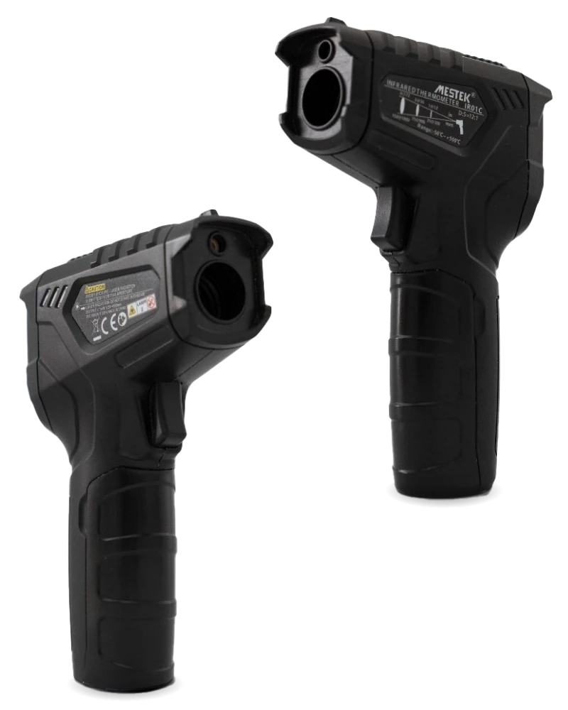 Effeuno - Infrarot-Laserthermometer – mit passenden Accessoires arrangiert