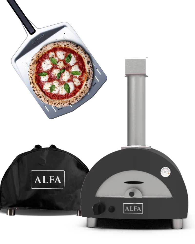Alfa Forni Portable Anthrazit Pizzaofen-Bundle – ansprechend in Szene gesetzt