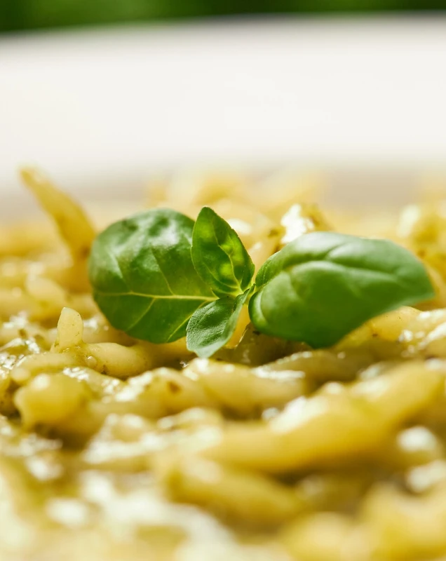 Trofie al Pesto Genovese auf einem Teller