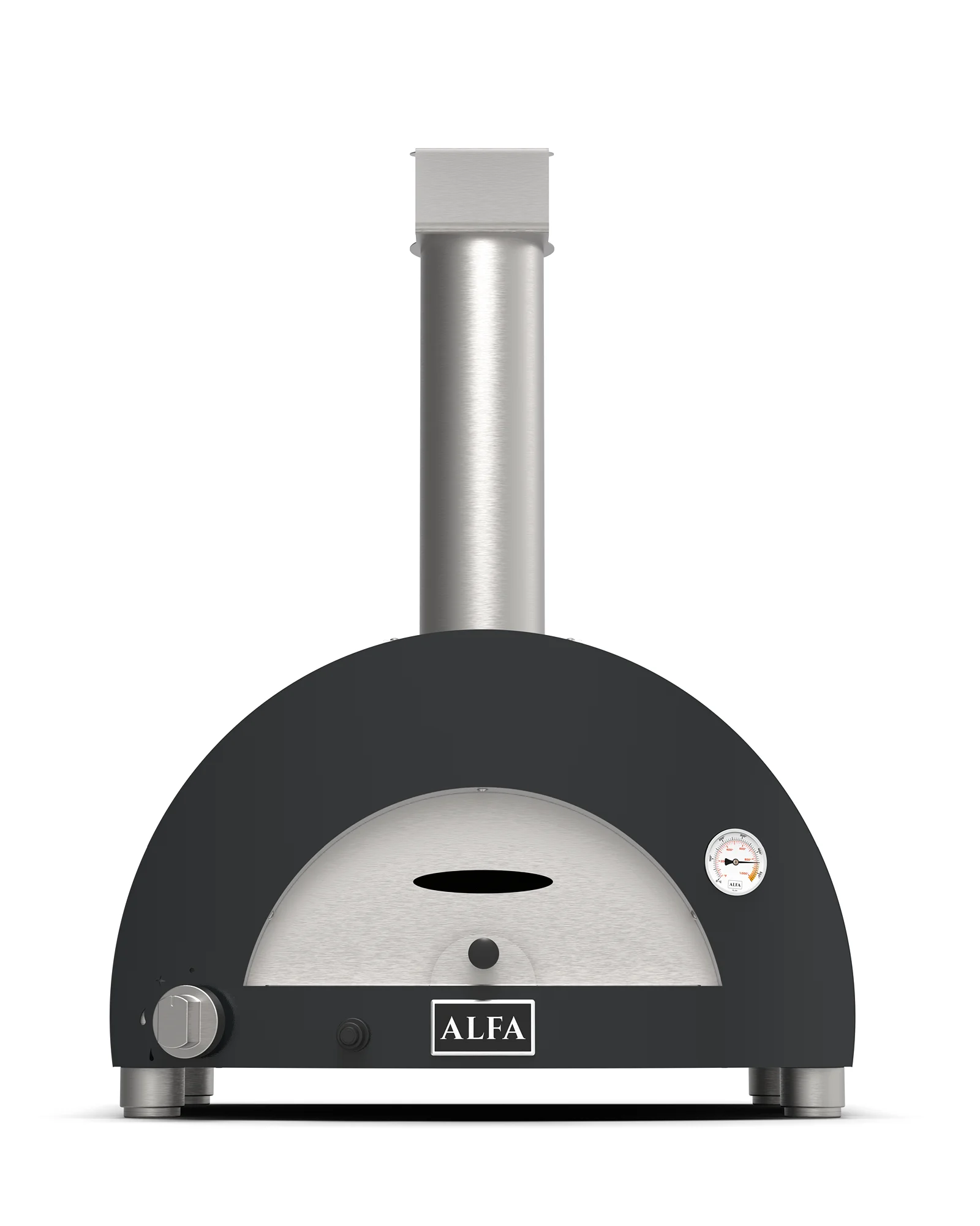 Alfa Forni Moderno 1 Pizza – Pizzaofen mit Gas (Hybrid mit Holz), grau