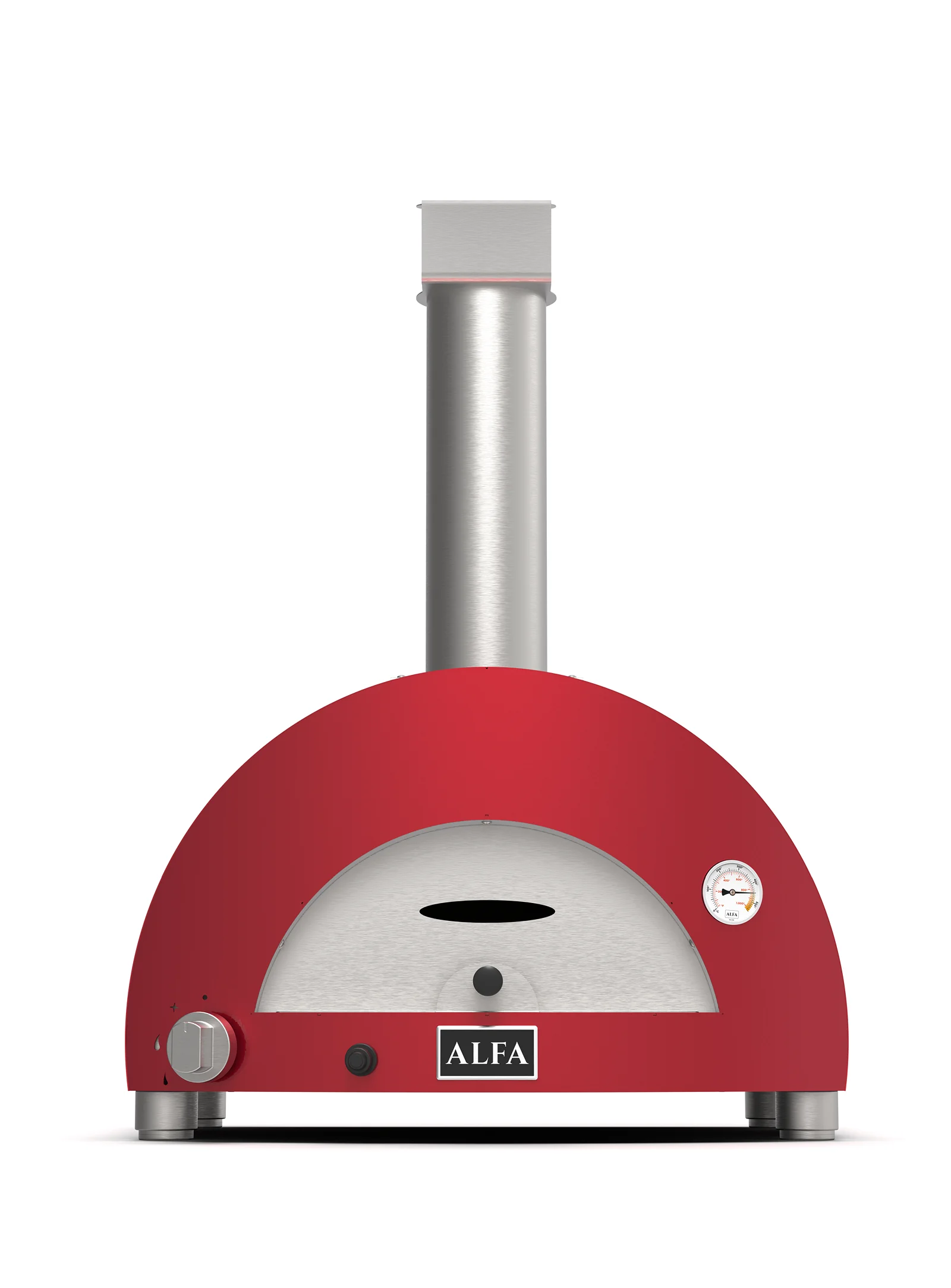 Alfa Forni Moderno 1 Pizza – Pizzaofen mit Gas (Hybrid mit Holz), rot