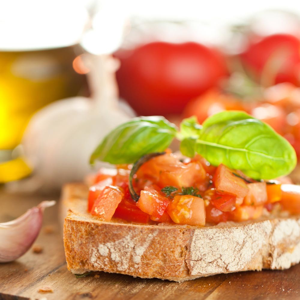 Bruschetta frische Antipasti aus italienischen Tomaten Gustini